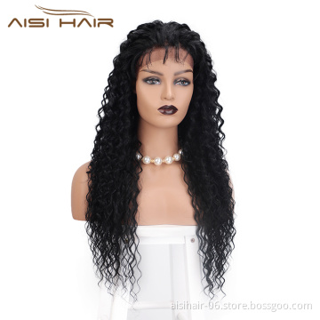 Hot Selling Kinky Curly Wave Wig Deep Wave Long Wavy Natural Black Wig Afro Front Lace Hair Wigs For Black Women